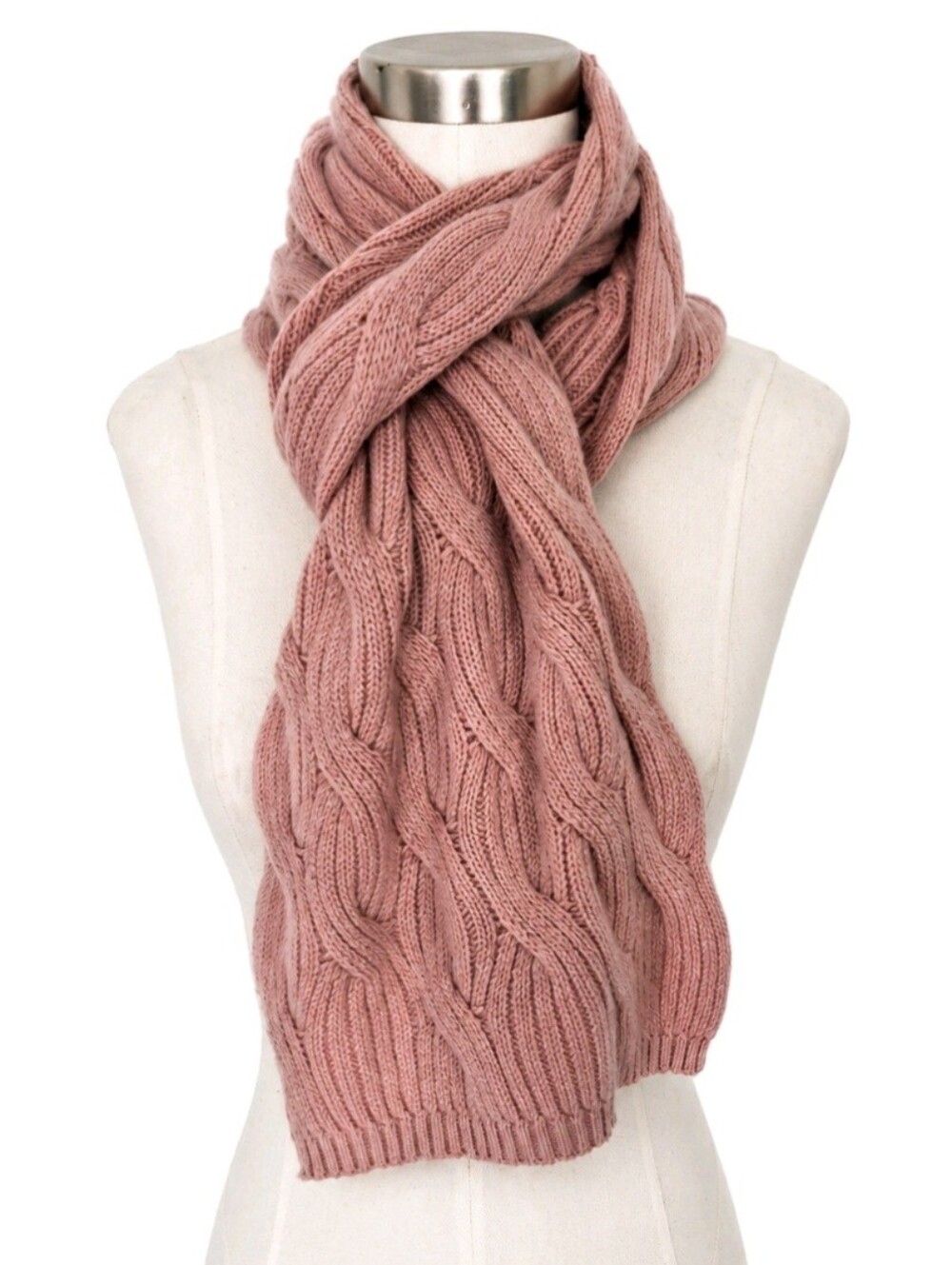 Nordstrom Scarf 100% Cashmere Pink Cable Knit Size OS